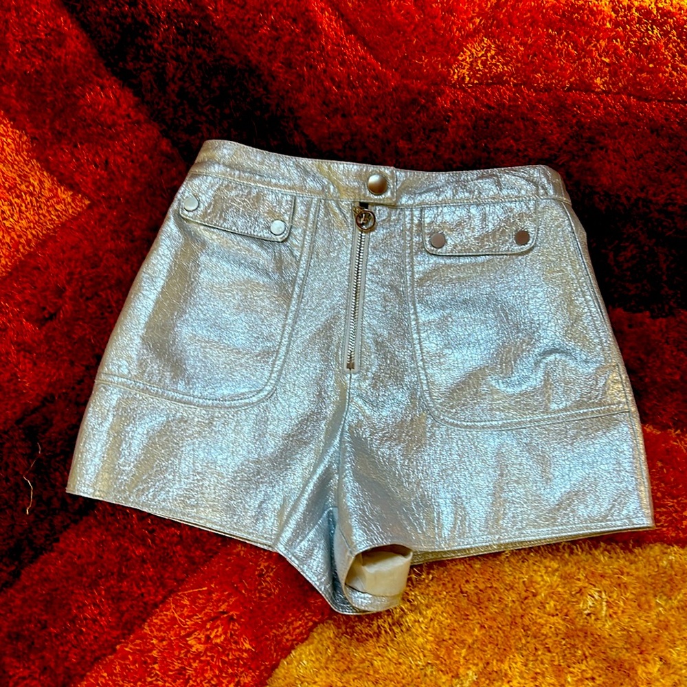 Silver booty shorts sz sm